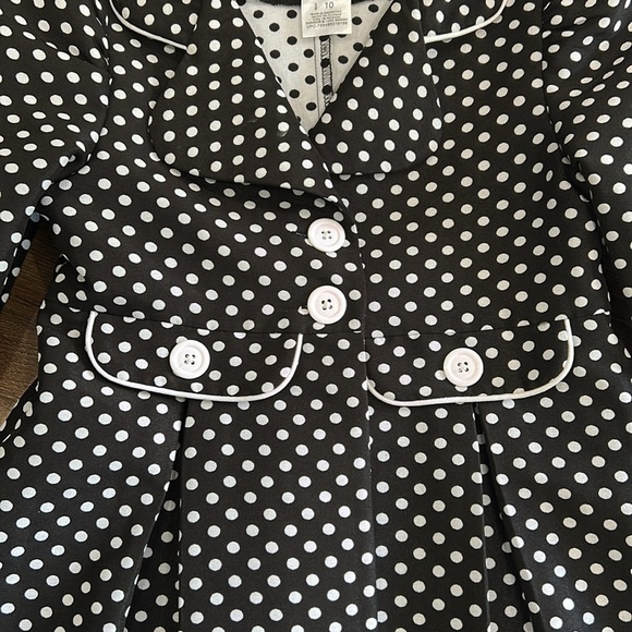 BONNIE Jean Black & White Polka Dot Coat Size 10 - Picture 3 of 12